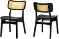 Baxton Studio Tafari Dark Brown Wood and Rattan 2-Piece Dining Chair Set