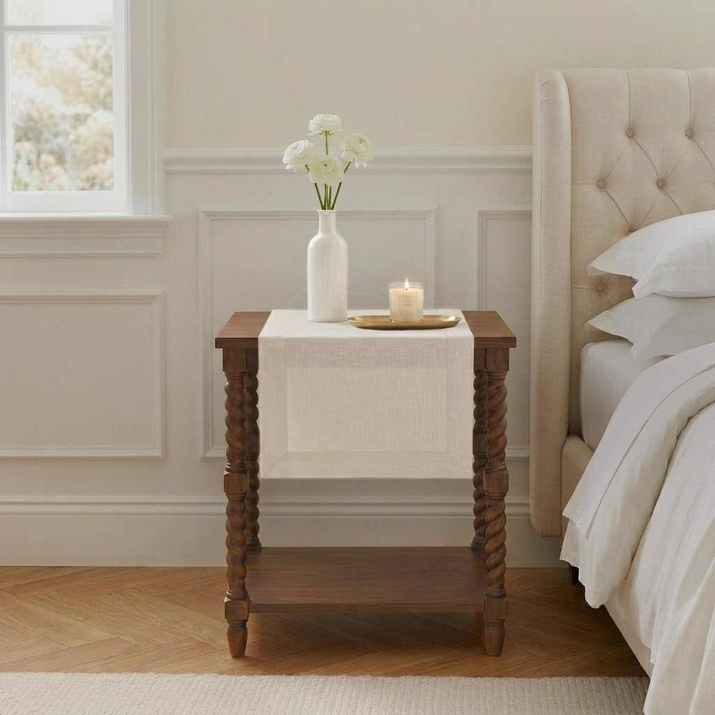 Classic Linen™ by D'Moksha Natural Table Runner 108 Inches Long, 100% Pure Linen, 14 x 108 Inch Table Runner for Dresser, Dining- Summer, Father's Day