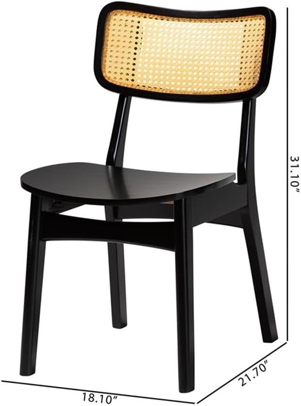 Baxton Studio Tafari Dark Brown Wood and Rattan 2-Piece Dining Chair Set