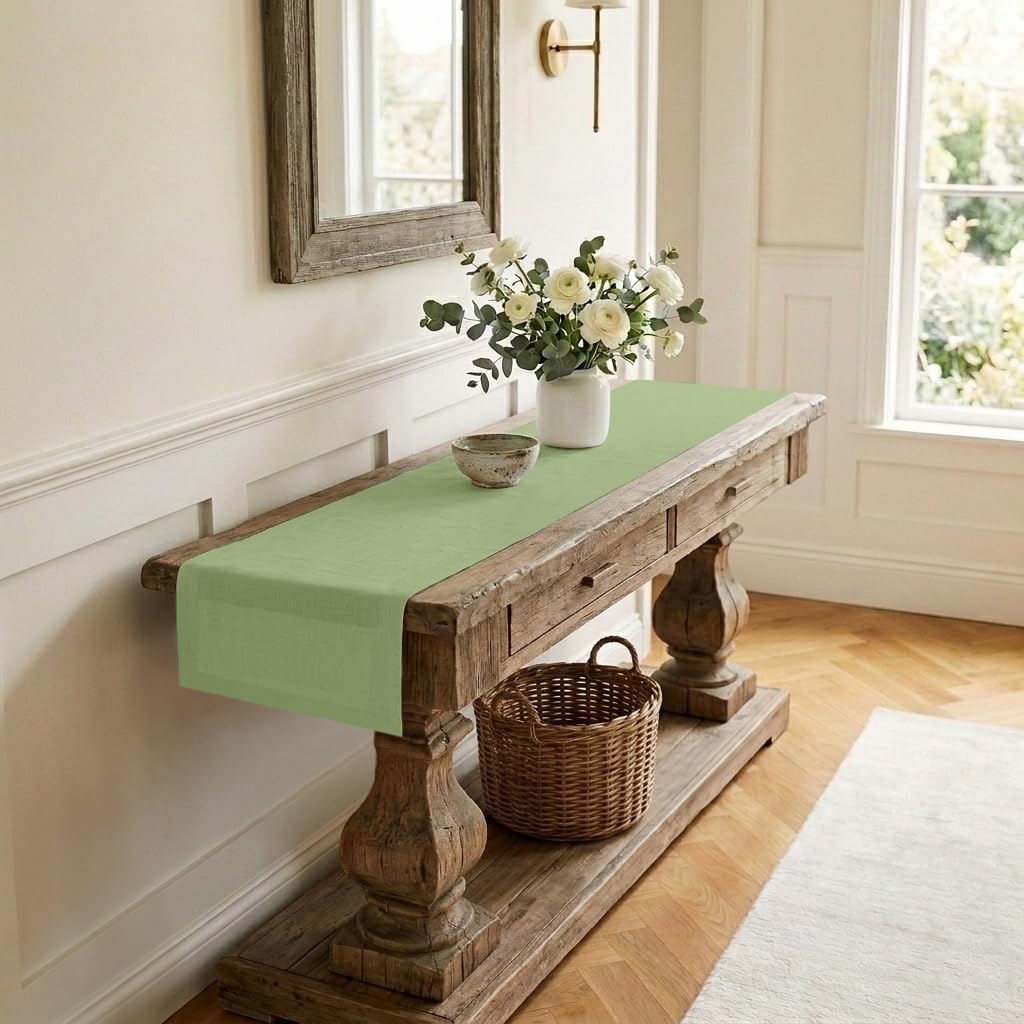 Classic Linen™ by D'Moksha Natural Table Runner 108 Inches Long, 100% Pure Linen, 14 x 108 Inch Table Runner for Dresser, Dining- Summer, Father's Day