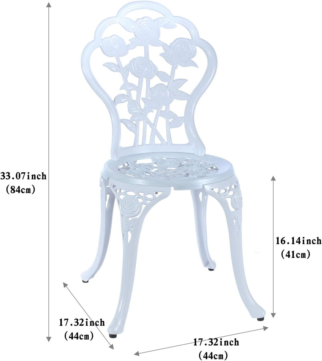 C/G 3-Piece Bistro Set - Outdoor Patio Table Set, Anti-Rust Cast Aluminum, White
