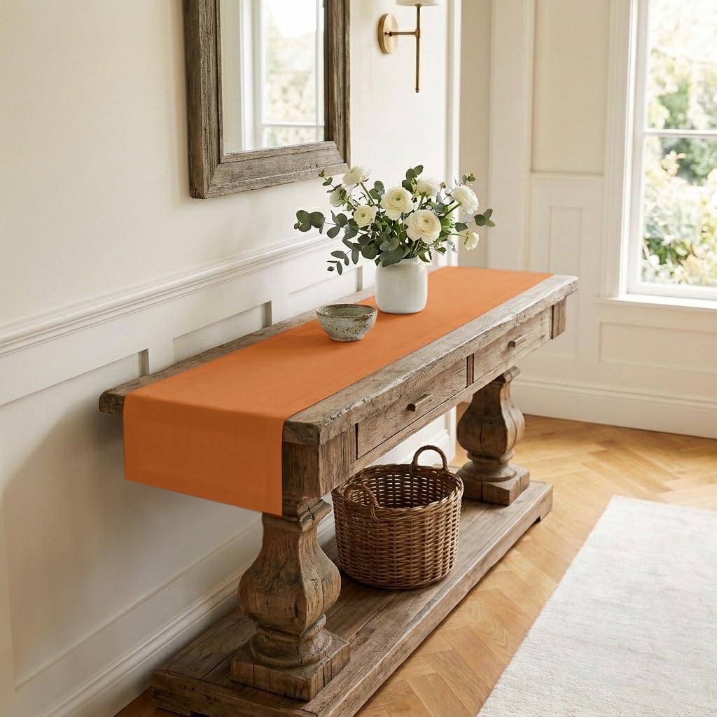 Classic Linen™ by D'Moksha Natural Table Runner 108 Inches Long, 100% Pure Linen, 14 x 108 Inch Table Runner for Dresser, Dining- Summer, Father's Day