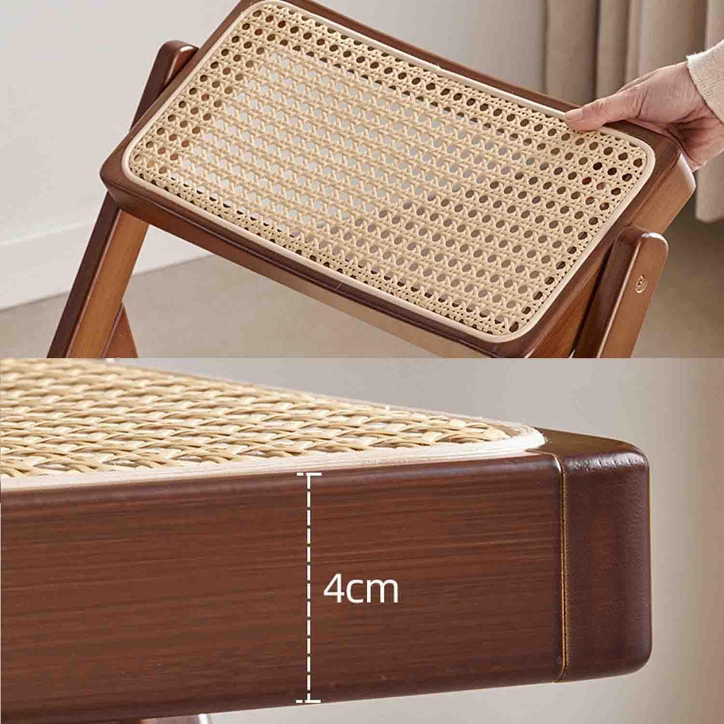 Bamboo Folding Dining Chairs, Woven Rattan Accent Seats with Back Support, Space-Saving Kitchen Chairs for Apartment, Patio, or Modern Farmhouse Decor,1 Pack