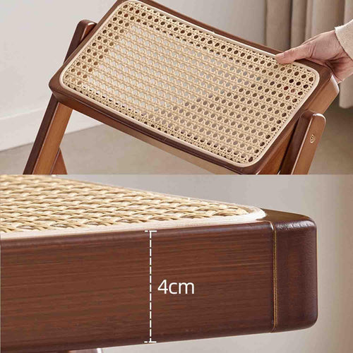 Bamboo Folding Dining Chairs, Woven Rattan Accent Seats with Back Support, Space-Saving Kitchen Chairs for Apartment, Patio, or Modern Farmhouse Decor,1 Pack