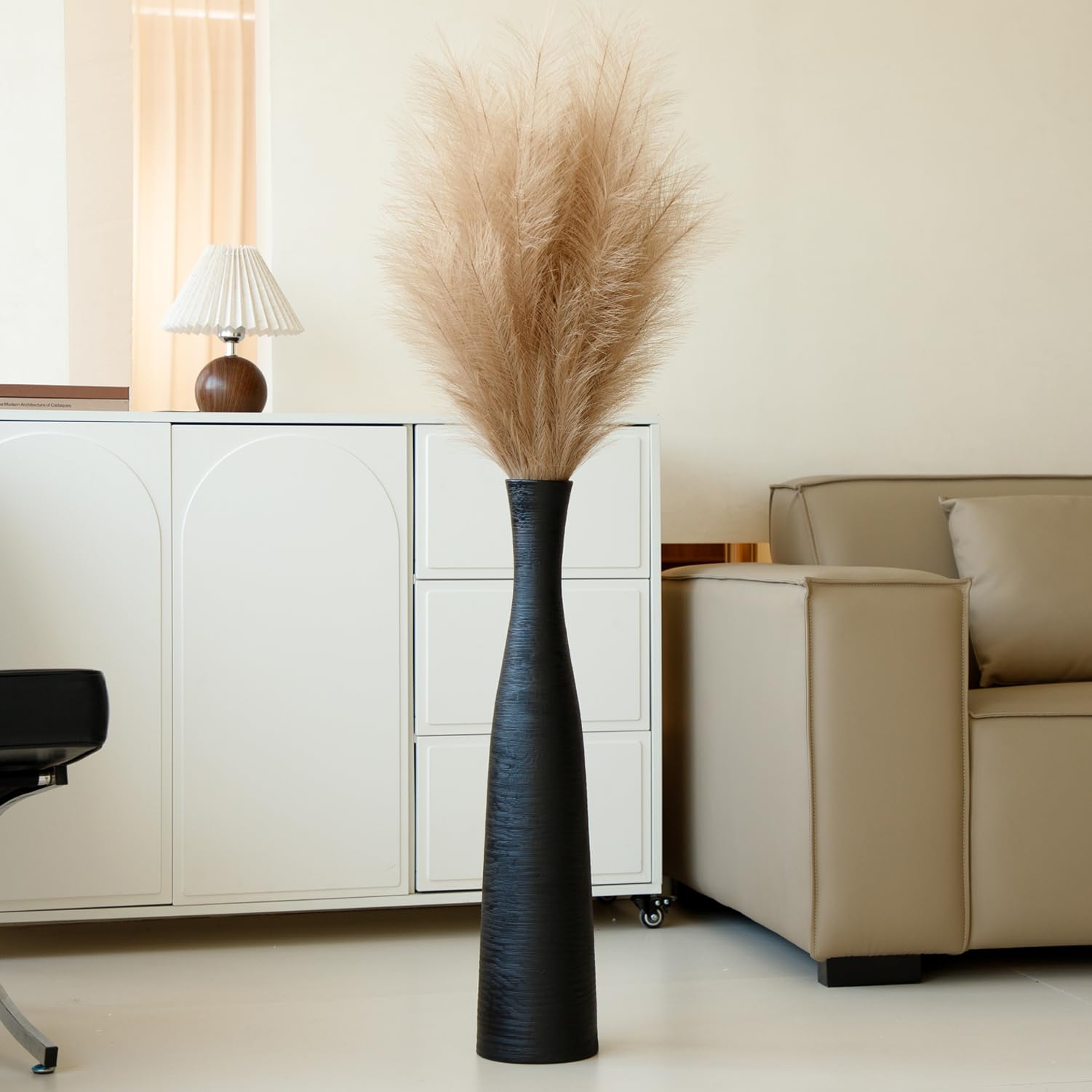 Ceramic Vase Home Decor, Tall Vase for Table Centerpiece, Floor, Modern Rustic Farmhouse Decorative Flower Vase for Pampas Grass Living Room, Office, Bedroom Decoration