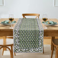 Ridhi Light Steel Blue Hand Block Print 100% Cotton Reusable Table Runner 16" X 90" Inches Table Runner Decorative Everyday Use for Dining, Home Gift for Spring, Easter, Valentine
