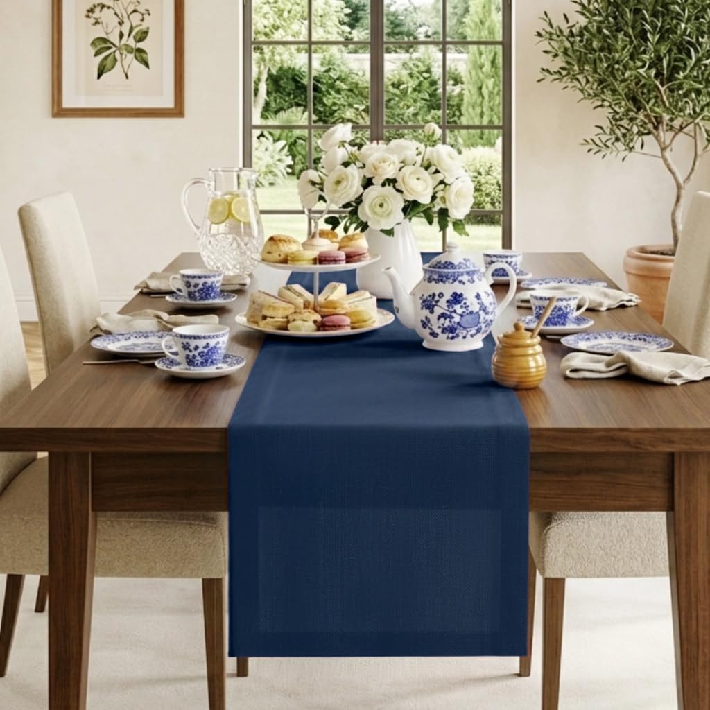 Classic Linen™ by D'Moksha Natural Table Runner 108 Inches Long, 100% Pure Linen, 14 x 108 Inch Table Runner for Dresser, Dining- Summer, Father's Day