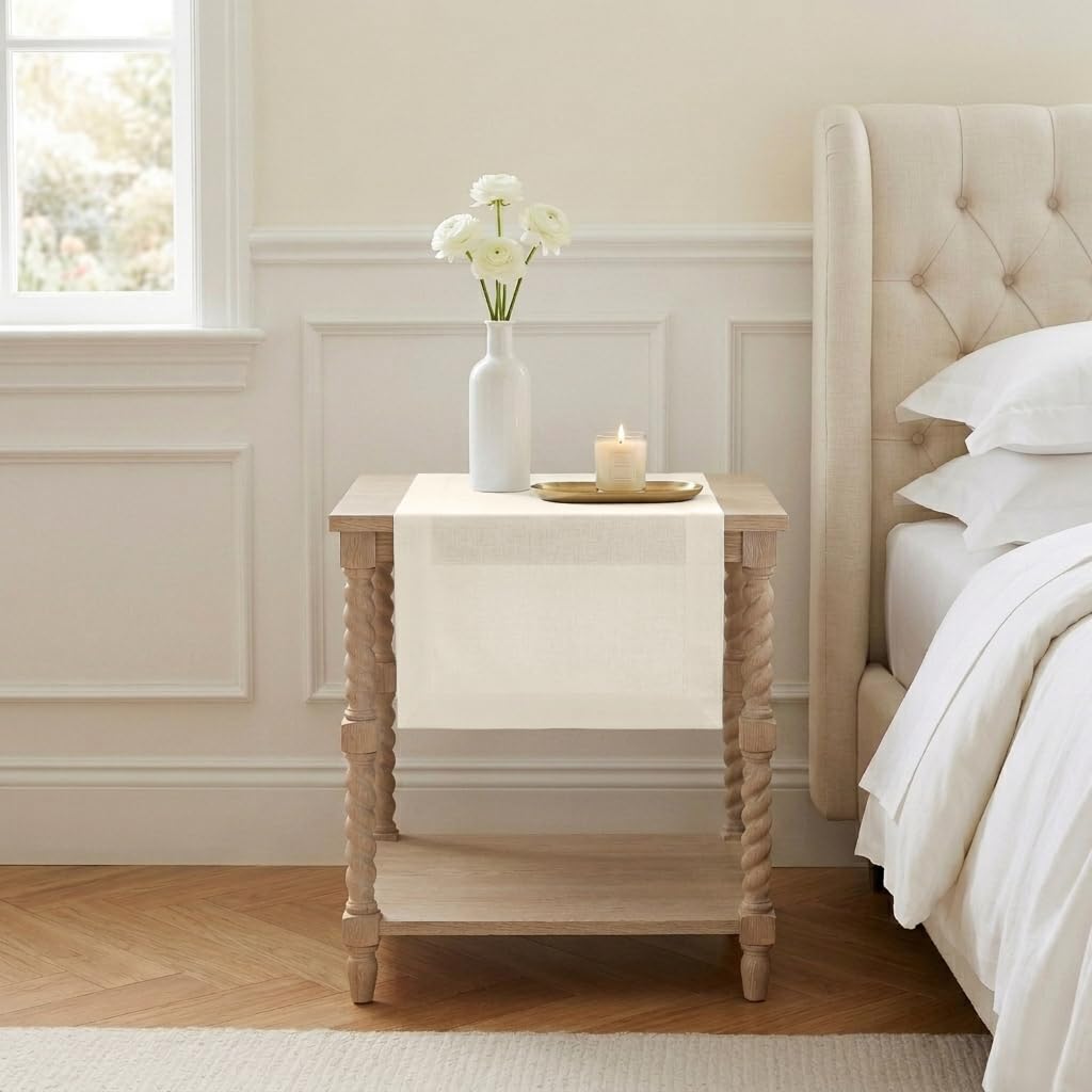Classic Linen™ by D'Moksha Natural Table Runner 108 Inches Long, 100% Pure Linen, 14 x 108 Inch Table Runner for Dresser, Dining- Summer, Father's Day