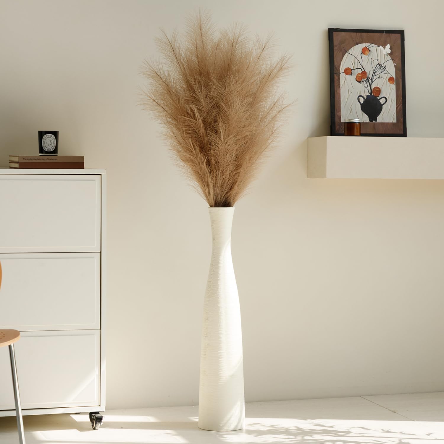 Ceramic Vase Home Decor, Tall Vase for Table Centerpiece, Floor, Modern Rustic Farmhouse Decorative Flower Vase for Pampas Grass Living Room, Office, Bedroom Decoration