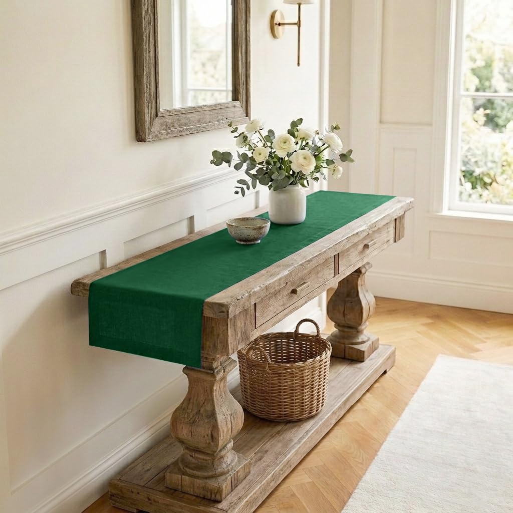 Classic Linen™ by D'Moksha Natural Table Runner 108 Inches Long, 100% Pure Linen, 14 x 108 Inch Table Runner for Dresser, Dining- Summer, Father's Day