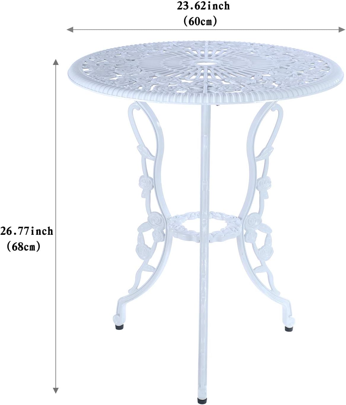 C/G 3-Piece Bistro Set - Outdoor Patio Table Set, Anti-Rust Cast Aluminum, White