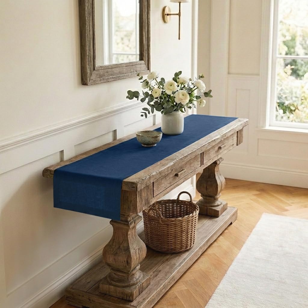 Classic Linen™ by D'Moksha Natural Table Runner 108 Inches Long, 100% Pure Linen, 14 x 108 Inch Table Runner for Dresser, Dining- Summer, Father's Day