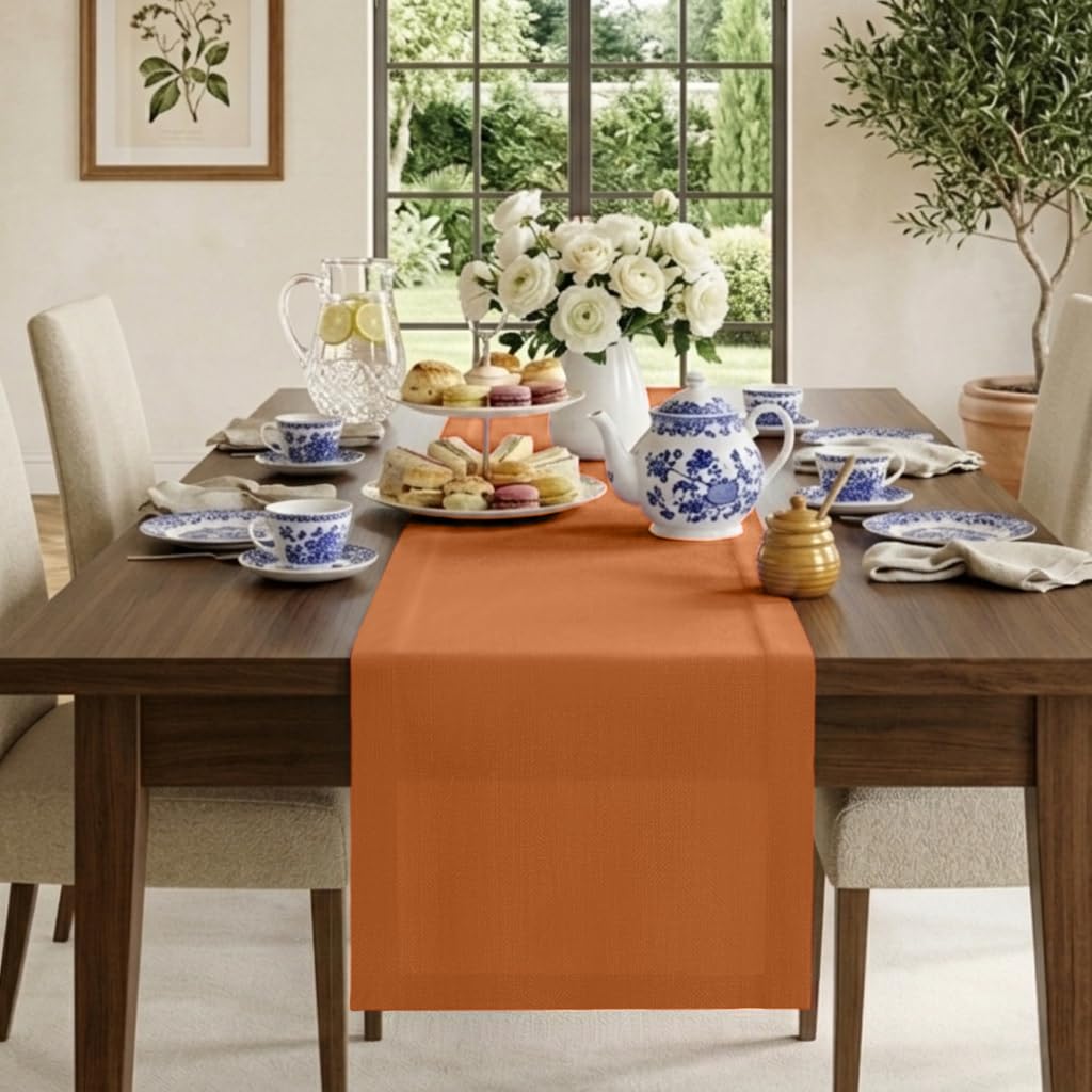 Classic Linen™ by D'Moksha Natural Table Runner 108 Inches Long, 100% Pure Linen, 14 x 108 Inch Table Runner for Dresser, Dining- Summer, Father's Day
