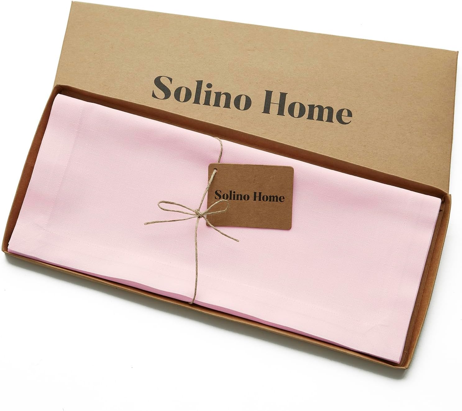 Solino Home Pink Cotton Linen Table Runner 90 Inches Long - Elegant Machine Washable Dining Table Runner 14x90 Inch for Summer Decor & 4th of July - Dru