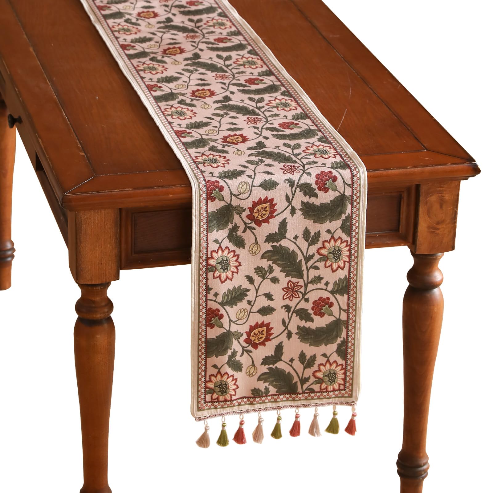 ISAENNE Designer French Country Linen Table Runner 71 Inches Long,Elegant Colorful Floral Pattern Table Runners for Dining Tables,Thanksgiving,Christmas,Kitchen Decor,12"*71"-Serenity F