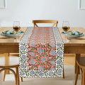 Ridhi Dark Salmon Hand Block Print 100% Cotton Reusable Table Runner 16" X 106" Inches Table Runner Decorative Everyday Use for Dining, HomeGift for Spring, Easter, Summer