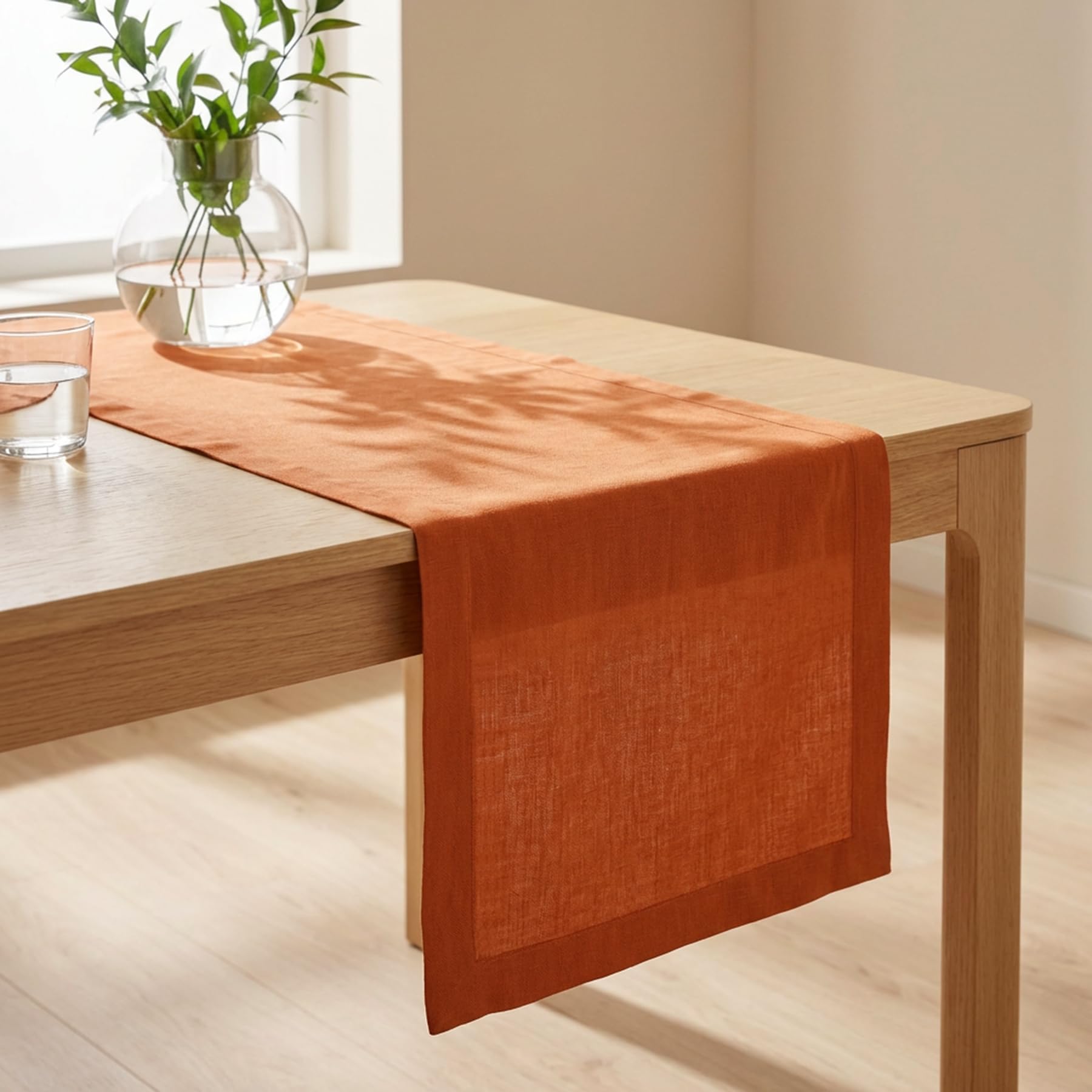 Solino Home Linen Natural Table Runner 72 Inches Long - 100% Pure Linen Dining Table Runner 14 x 72 Inch for Summer - Fete