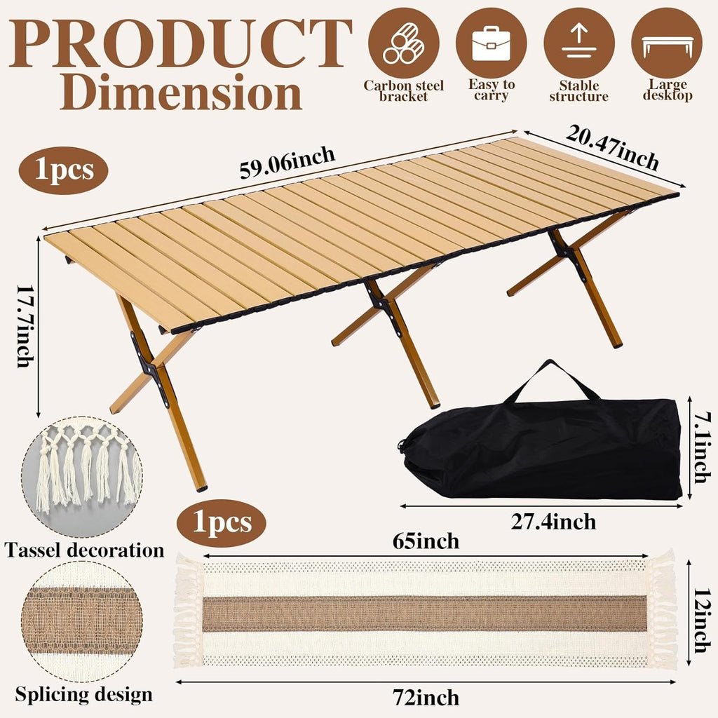 Novabright Picnic Kit Folding Picnic Table Extra Large Outdoor Boho Blanket Beige Table Runner Floor Pillow Covers Woven Cotton Oversize Washable for Camp Wedding (Cream White,Pillow Covers,10 Pcs)