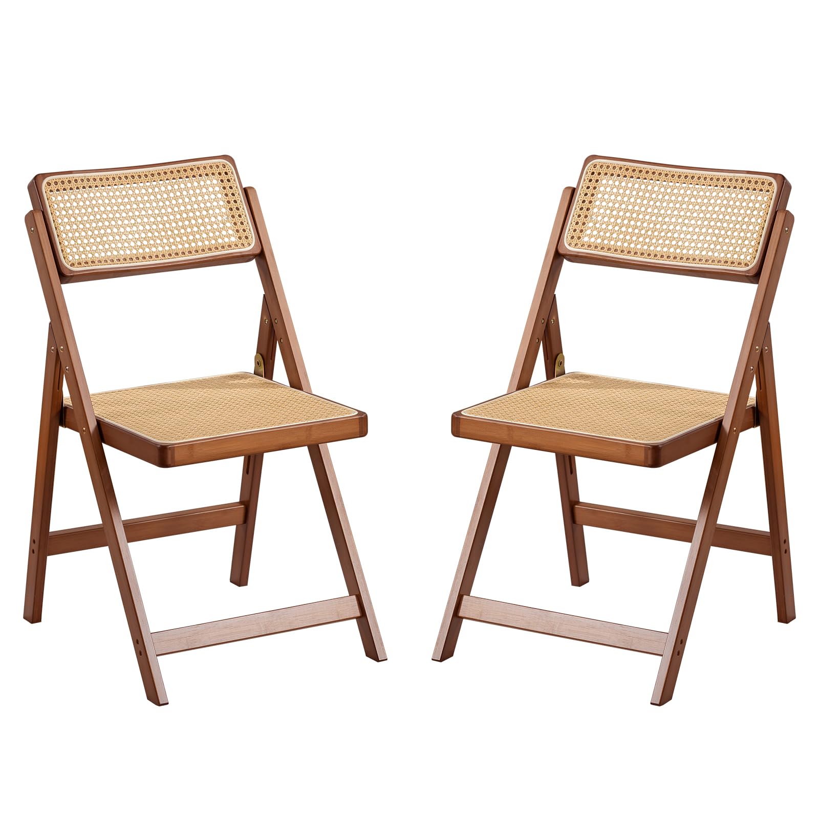 Furlide Rattan Dining Chairs Set of 2, Modern Mid Century Dining Chairs with Arms, Outdoor Bamboo Chairs for Bedroom, Living Room, Reading Room, Black