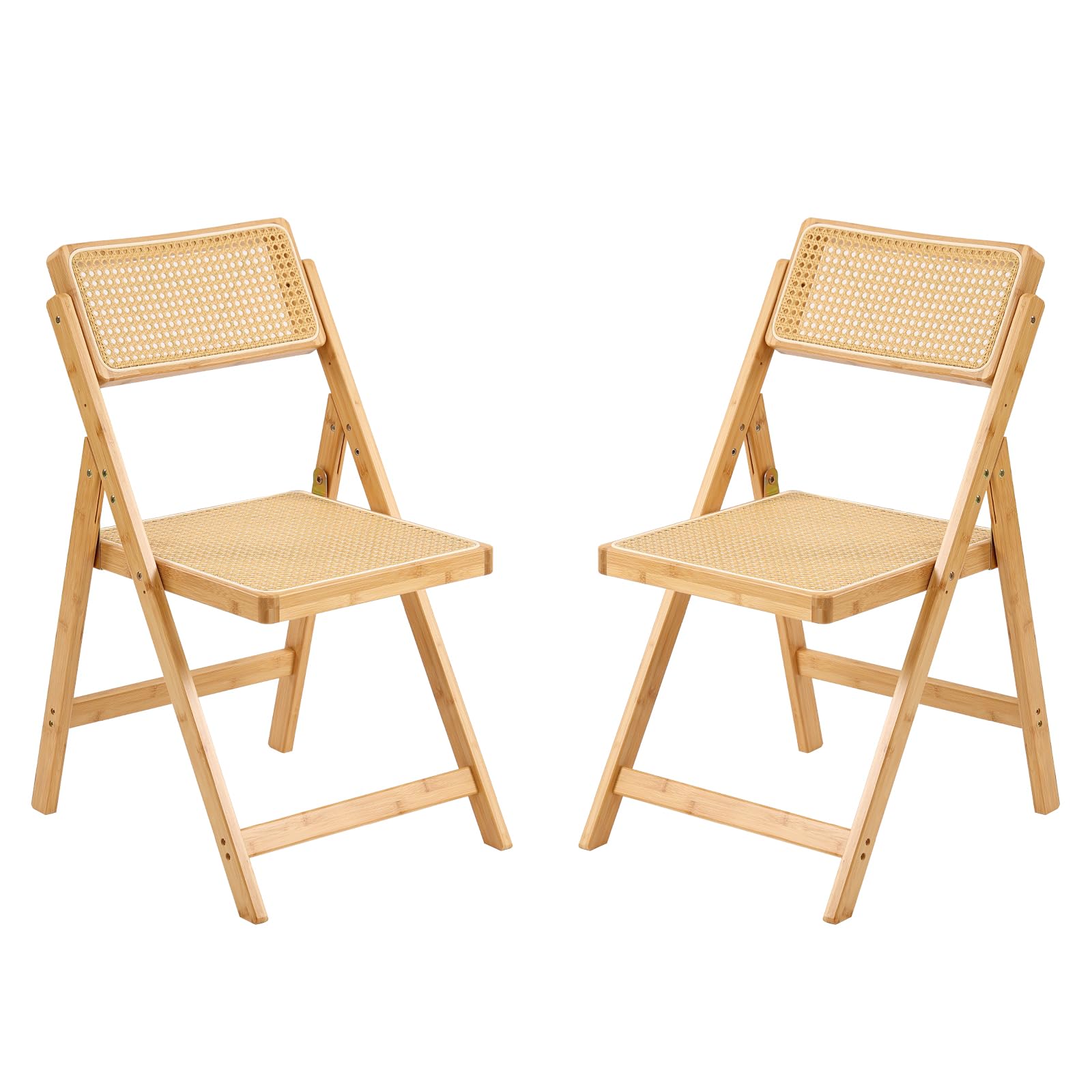Furlide Rattan Dining Chairs Set of 2, Modern Mid Century Dining Chairs with Arms, Outdoor Bamboo Chairs for Bedroom, Living Room, Reading Room, Black
