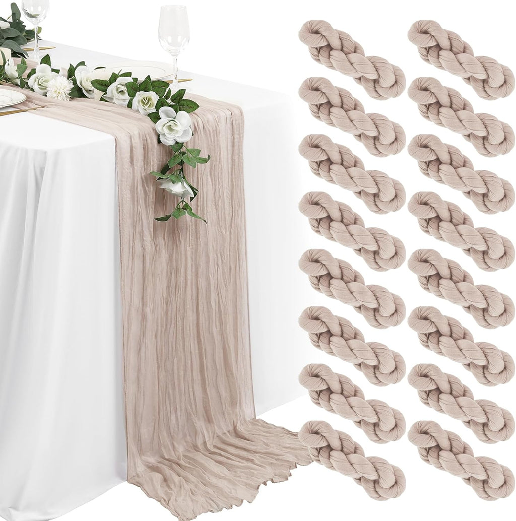 16 Packs Cheesecloth Table Runner Grey, 10Ft x 35"" Grey Rustic Gauze Boho Wedding Table Runner Decoration, Wedding Table Decor Table Cloth for Wedding Party Bridal Shower Table