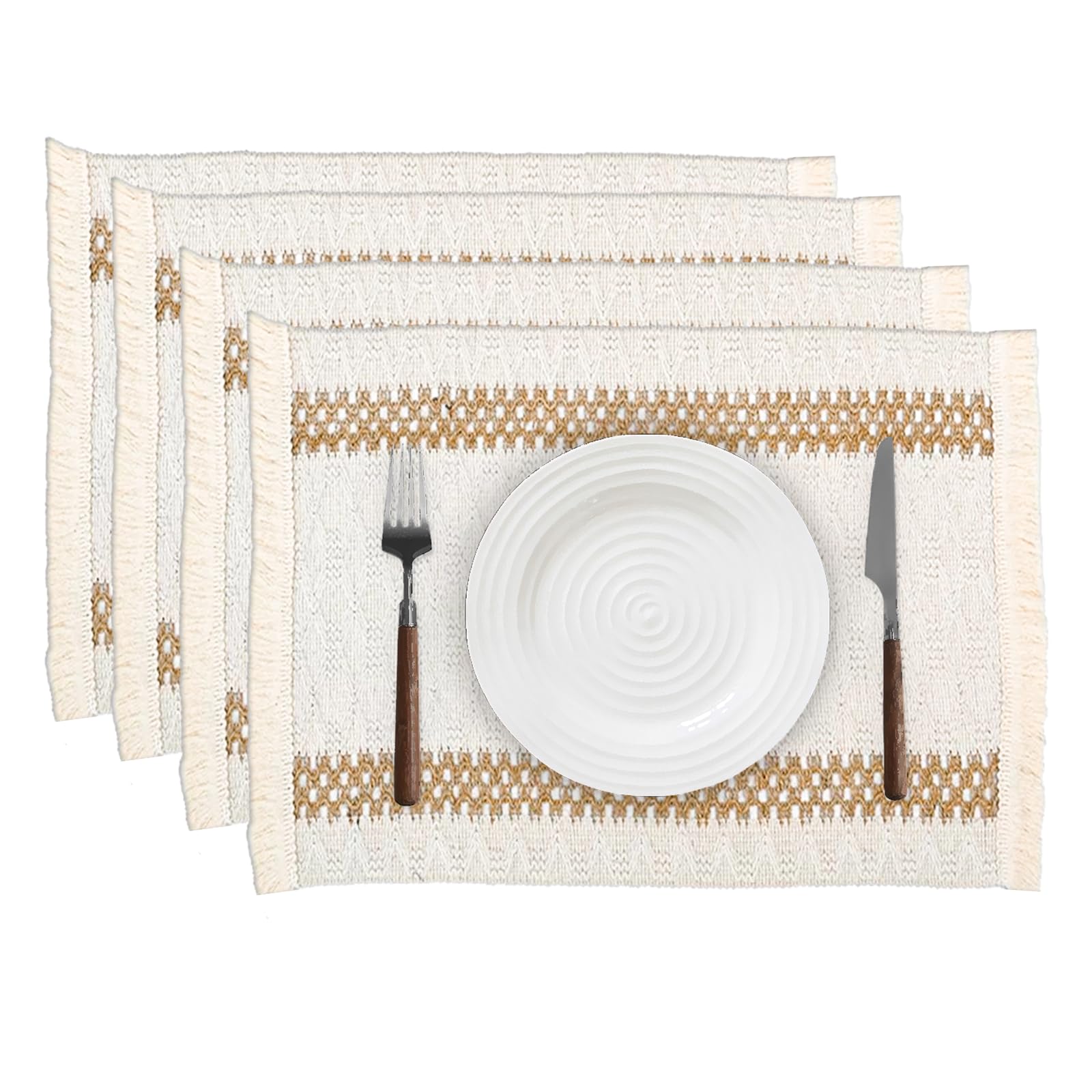 Niviy Boho Table Runner for Home Decor 144 Inches Long Farmhouse Macrame Table Runner Cotton Linen Woven Table Runners for Summer Dining Table Decoration, Beige & Brown