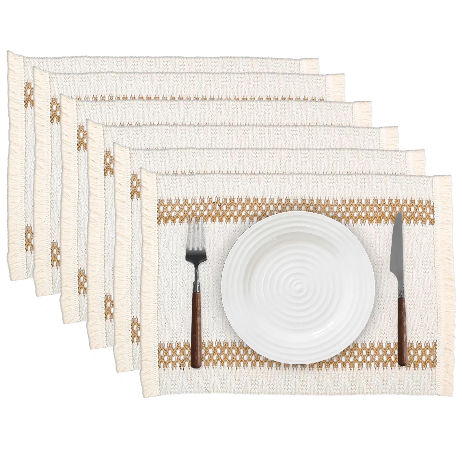 Niviy Boho Table Runner for Home Decor 144 Inches Long Farmhouse Macrame Table Runner Cotton Linen Woven Table Runners for Summer Dining Table Decoration, Beige & Brown