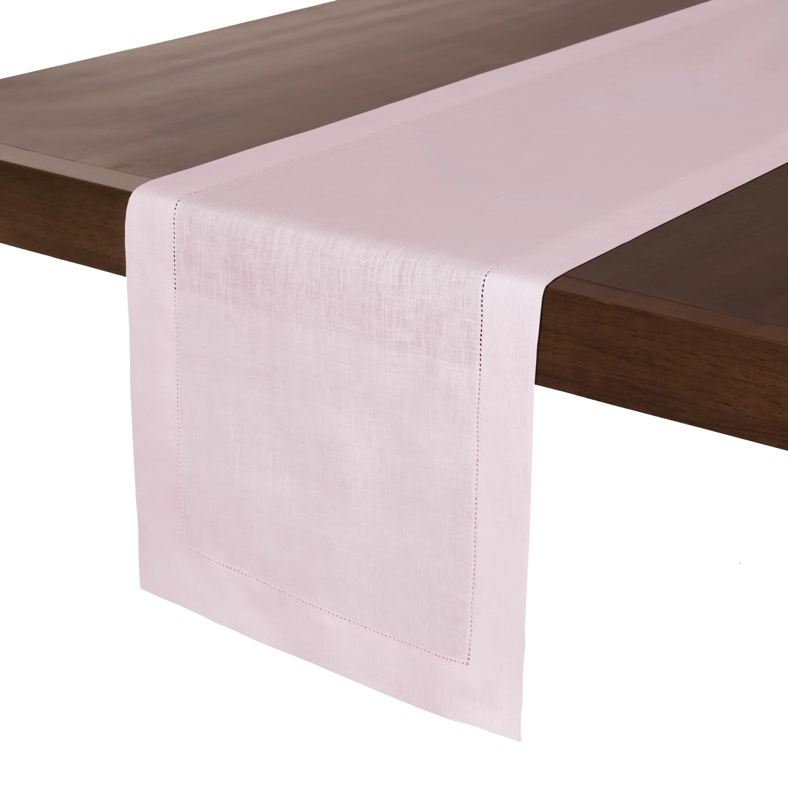 Signature Linen™ by D'Moksha White Table Runner 84 Inches Long, 100% Pure Linen, Hemstitch, 14 x 84 Inch Table Runner for Dresser, Dining- Summer, Father's & Independence Day