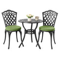NUU GARDEN 3 Piece Outdoor Bistro Table Set, All Weather Cast Aluminum Patio Bistro Sets Patio Table and Chairs Set of 2 with Umbrella Hole for Yard, Garden, Balcony, Black