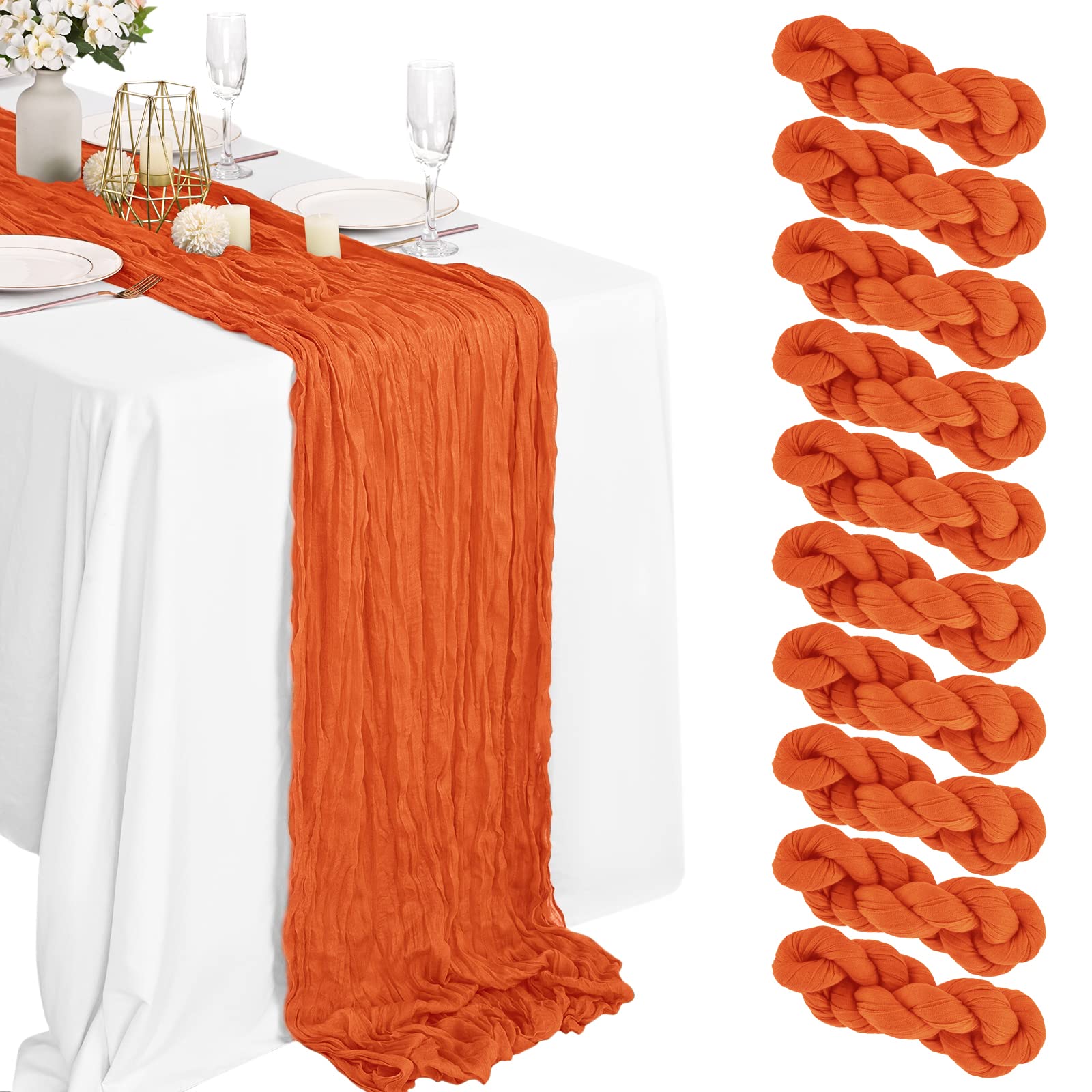 16 Packs Cheesecloth Table Runner Grey, 10Ft x 35"" Grey Rustic Gauze Boho Wedding Table Runner Decoration, Wedding Table Decor Table Cloth for Wedding Party Bridal Shower Table