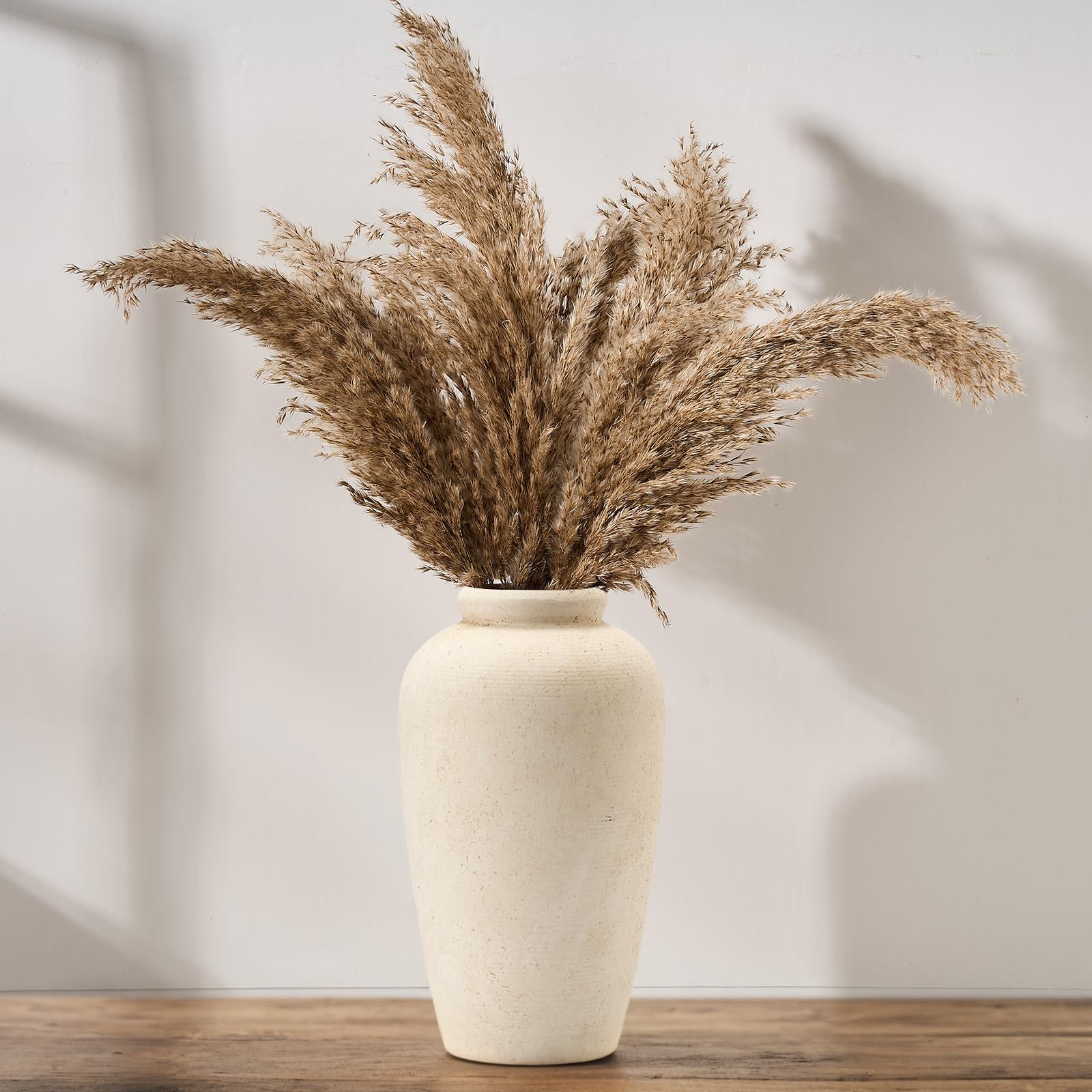 Vaseking Large Ceramic Rustic Vase, 11 inch Minimalist Decorative Farmhouse Tall Vase for Home Decor, Living Room, Shelf Decor, Enterway, Wedding, Table Decoration, Bronze