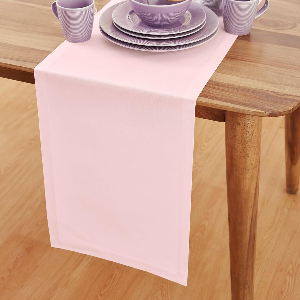 Solino Home Pink Cotton Linen Table Runner 90 Inches Long - Elegant Machine Washable Dining Table Runner 14x90 Inch for Summer Decor & 4th of July - Dru