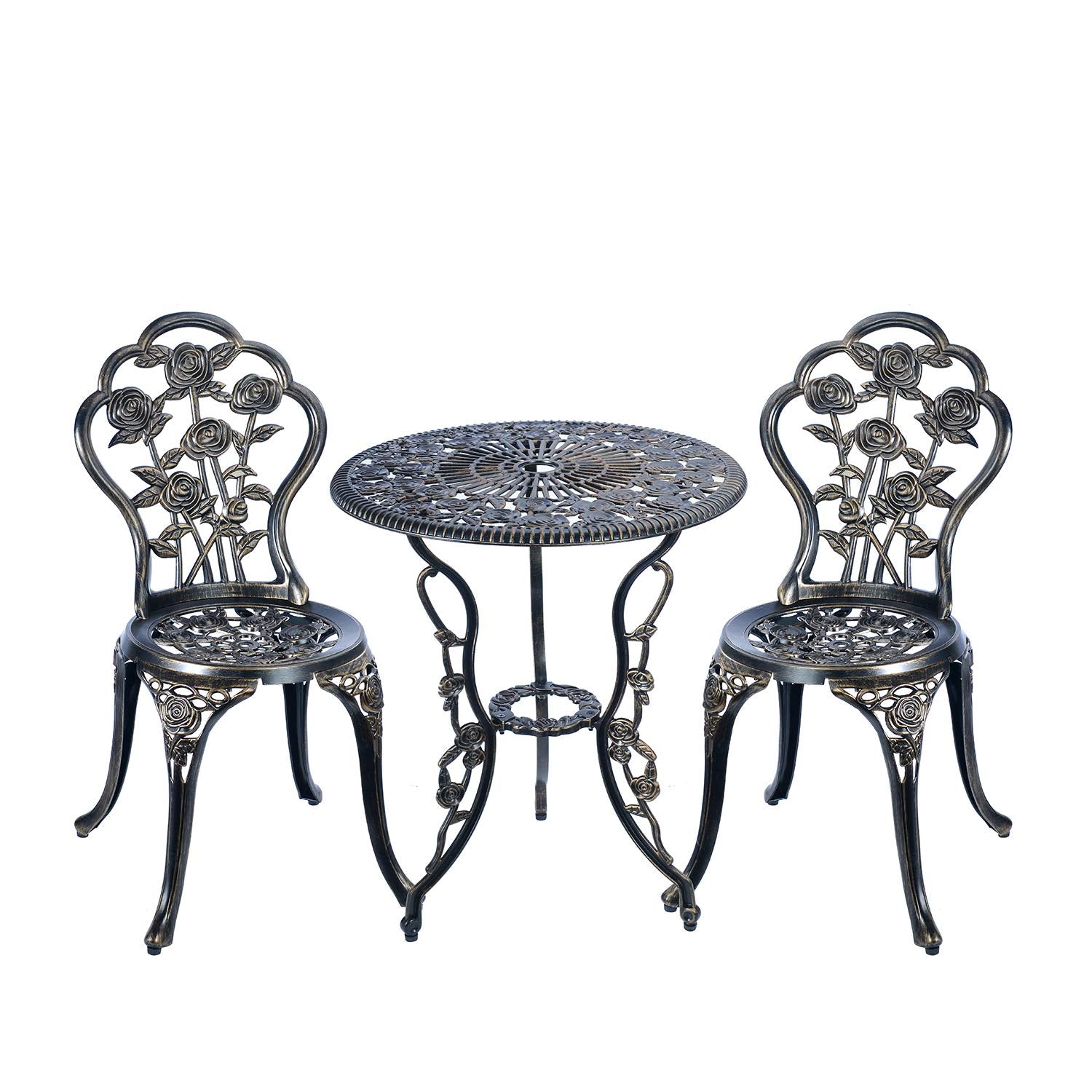 C/G 3-Piece Bistro Set - Outdoor Patio Table Set, Anti-Rust Cast Aluminum, White