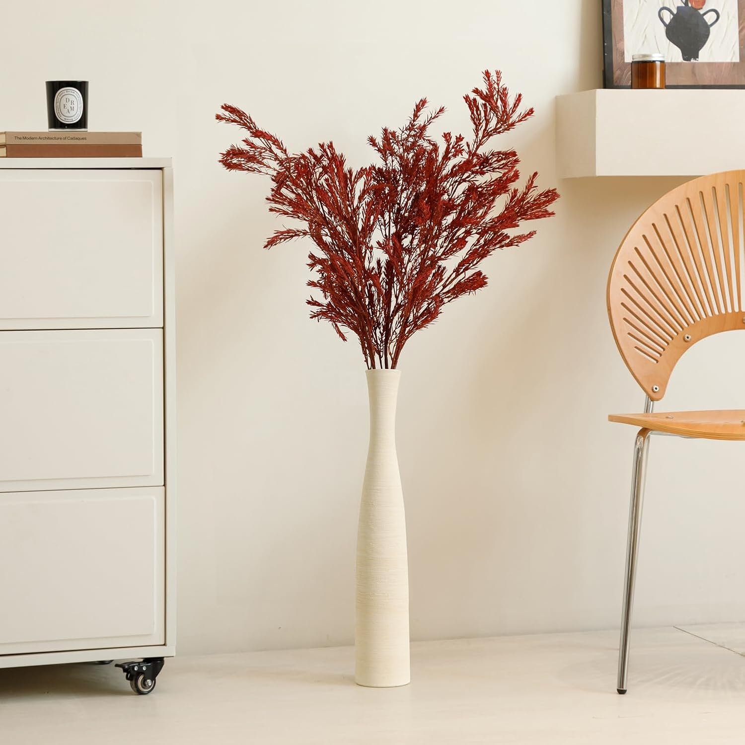Ceramic Vase Home Decor, Tall Vase for Table Centerpiece, Floor, Modern Rustic Farmhouse Decorative Flower Vase for Pampas Grass Living Room, Office, Bedroom Decoration