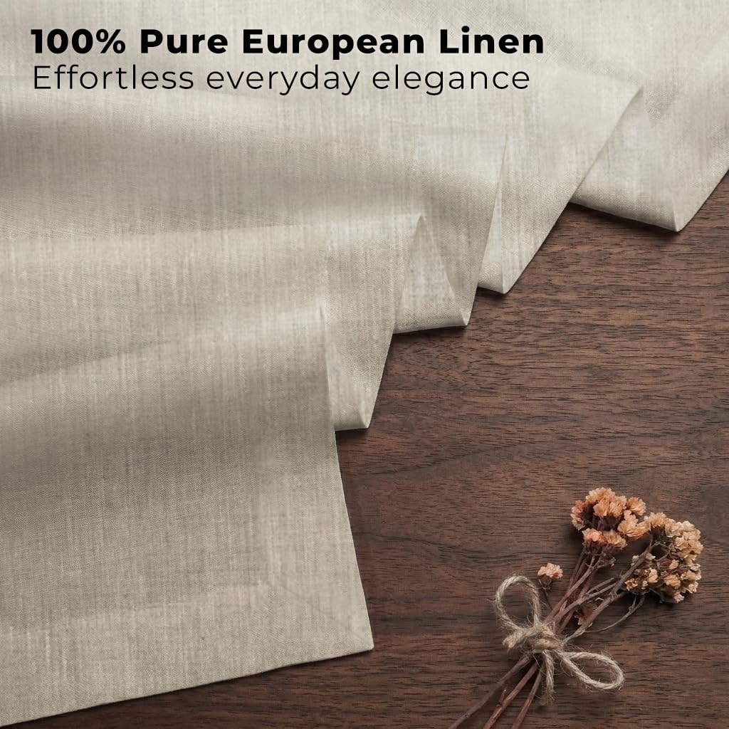 Classic Linen™ by D'Moksha Natural Table Runner 108 Inches Long, 100% Pure Linen, 14 x 108 Inch Table Runner for Dresser, Dining- Summer, Father's Day