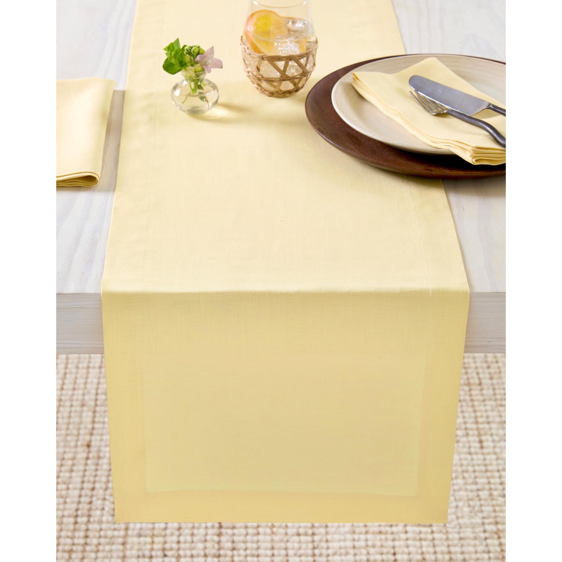 Solino Home Linen Natural Table Runner 72 Inches Long - 100% Pure Linen Dining Table Runner 14 x 72 Inch for Summer - Fete