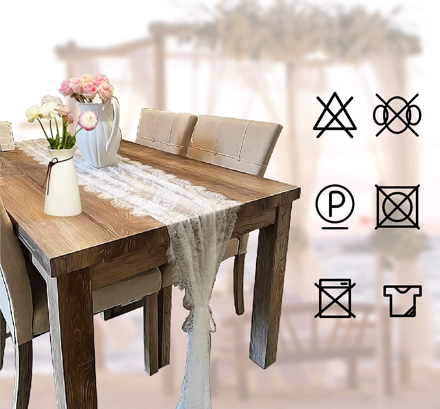 10 Pcs White Lace Table Runner 14 x 120 Inch Embroidered Boho Table Runner for Wedding Party Bridal Shower Decorations Vintage Rustic Table Runners