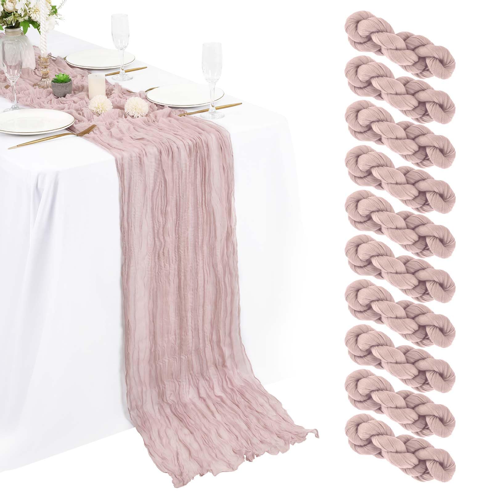 16 Packs Cheesecloth Table Runner Grey, 10Ft x 35"" Grey Rustic Gauze Boho Wedding Table Runner Decoration, Wedding Table Decor Table Cloth for Wedding Party Bridal Shower Table