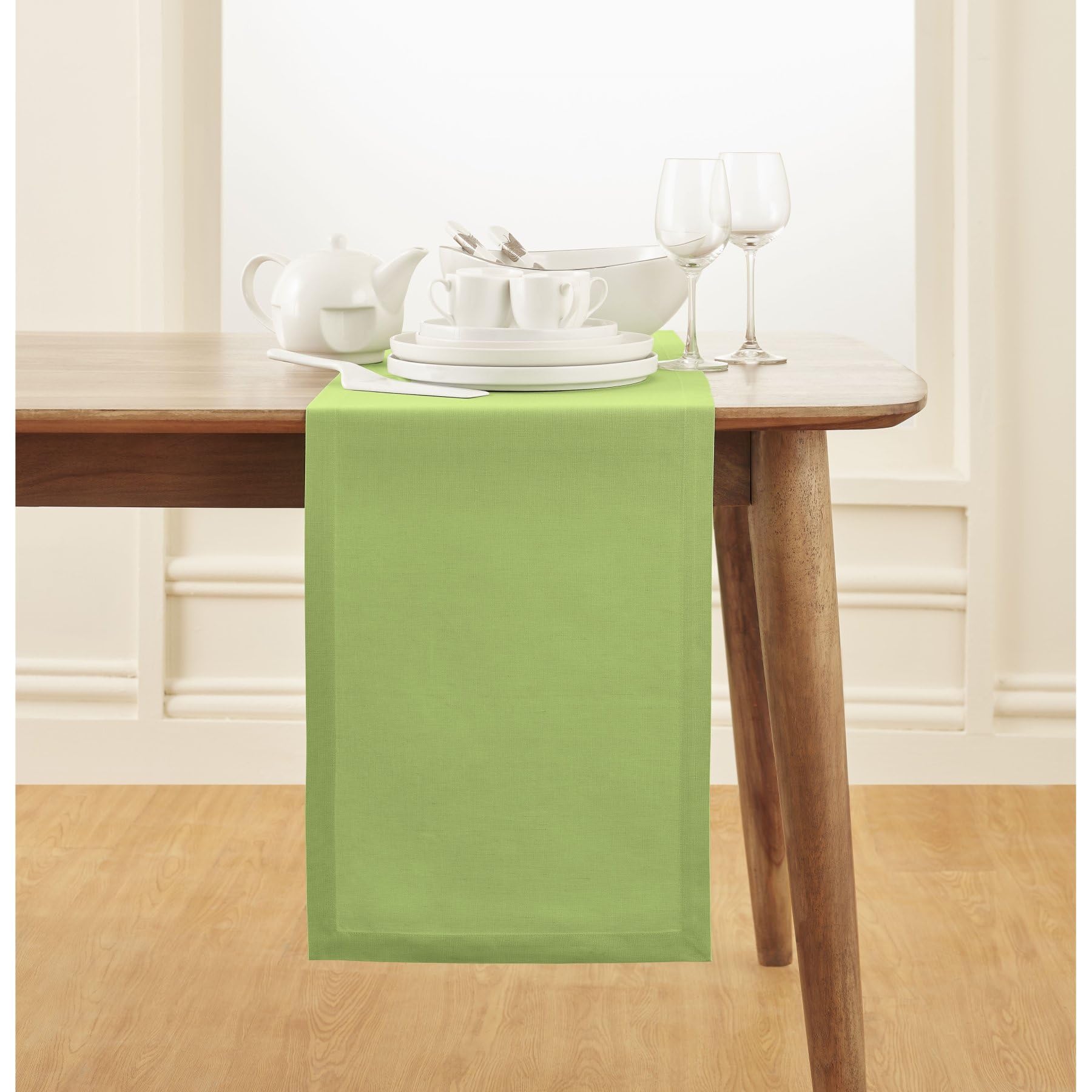 Solino Home Pink Cotton Linen Table Runner 90 Inches Long - Elegant Machine Washable Dining Table Runner 14x90 Inch for Summer Decor & 4th of July - Dru