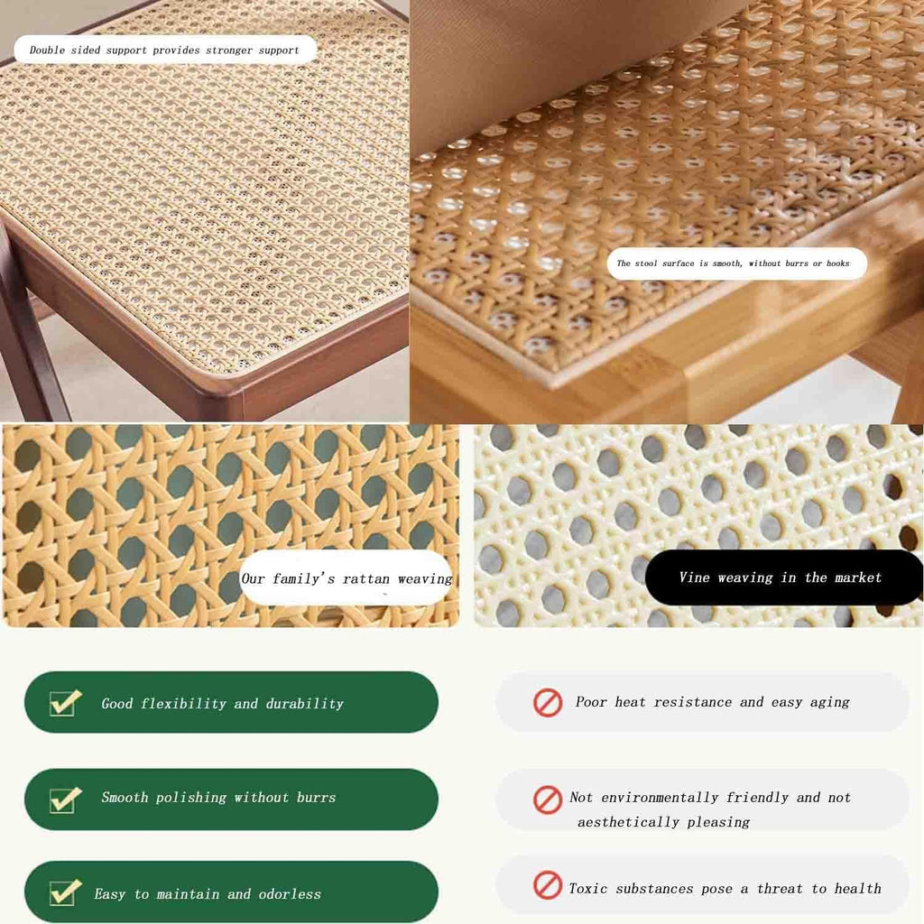 Bamboo Folding Dining Chairs, Woven Rattan Accent Seats with Back Support, Space-Saving Kitchen Chairs for Apartment, Patio, or Modern Farmhouse Decor,1 Pack