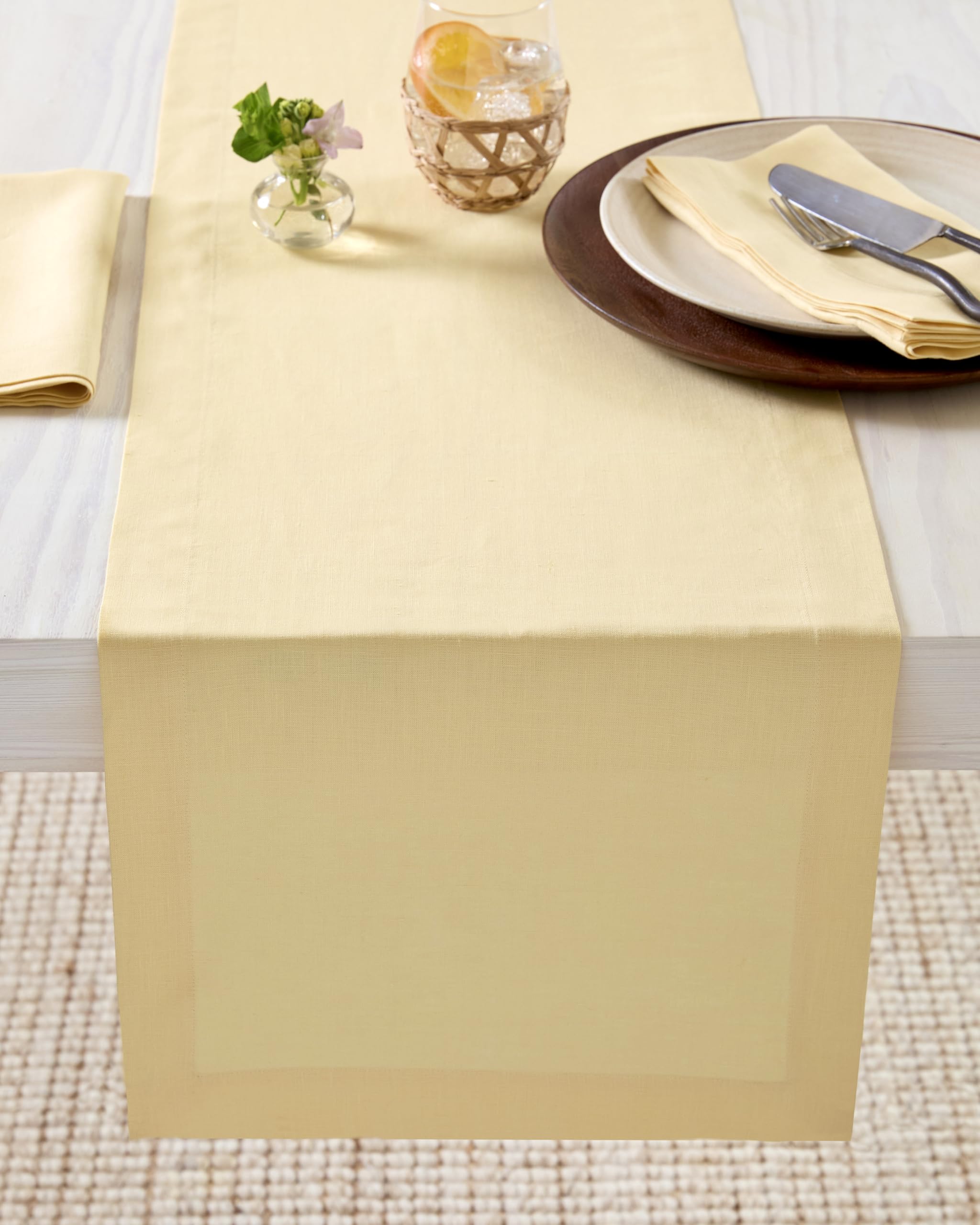 Solino Home Linen Natural Table Runner 72 Inches Long - 100% Pure Linen Dining Table Runner 14 x 72 Inch for Summer - Fete