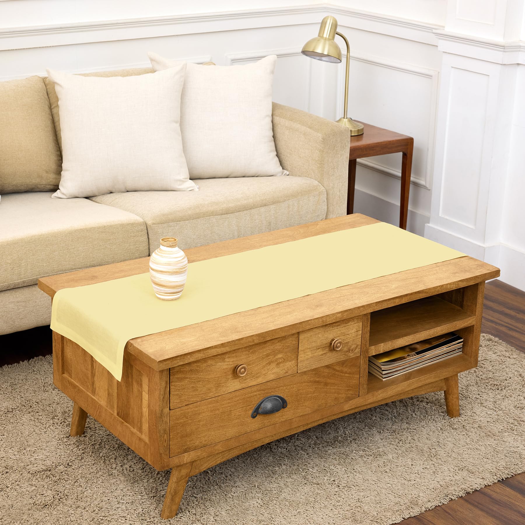 Solino Home Linen Natural Table Runner 72 Inches Long - 100% Pure Linen Dining Table Runner 14 x 72 Inch for Summer - Fete