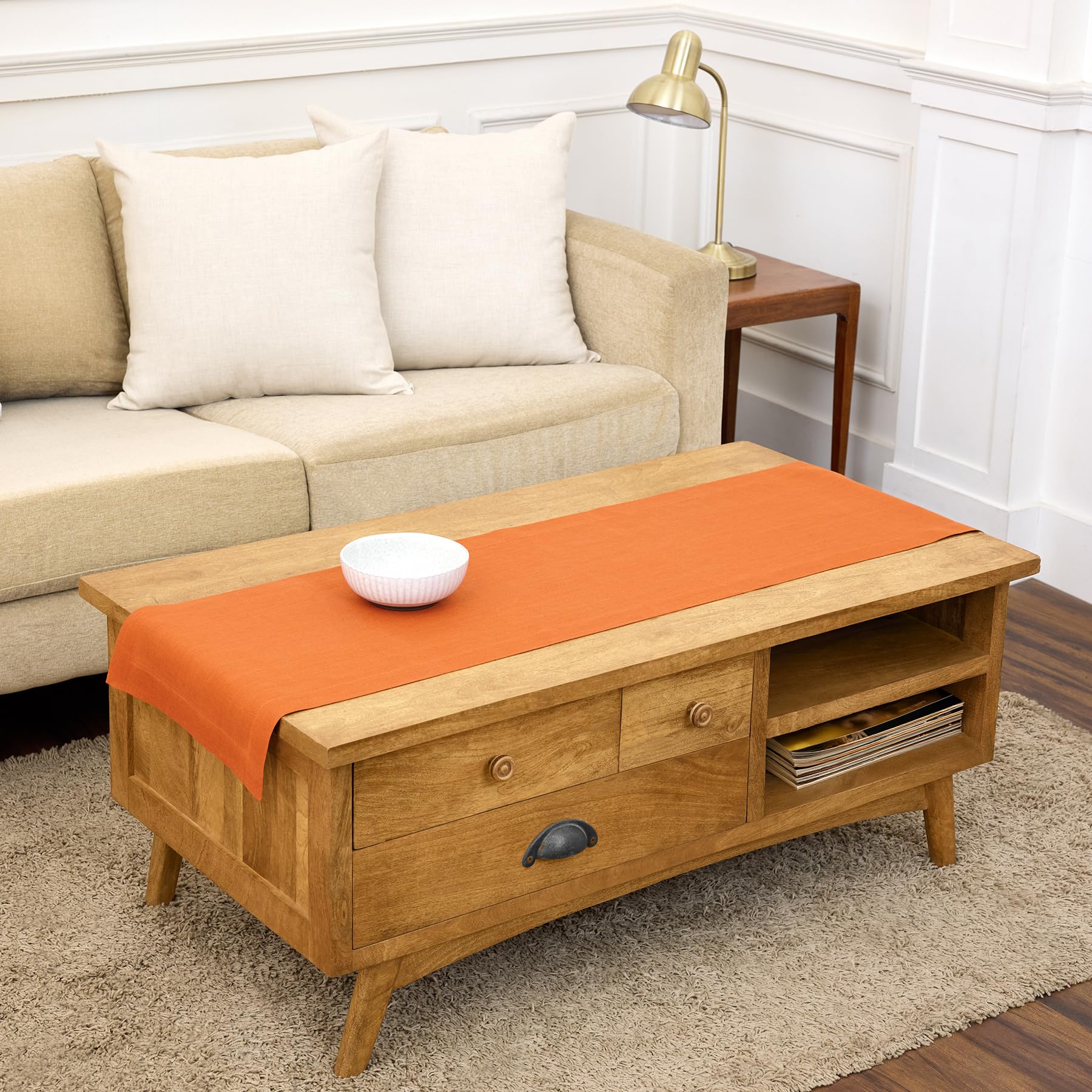 Solino Home Linen Natural Table Runner 72 Inches Long - 100% Pure Linen Dining Table Runner 14 x 72 Inch for Summer - Fete