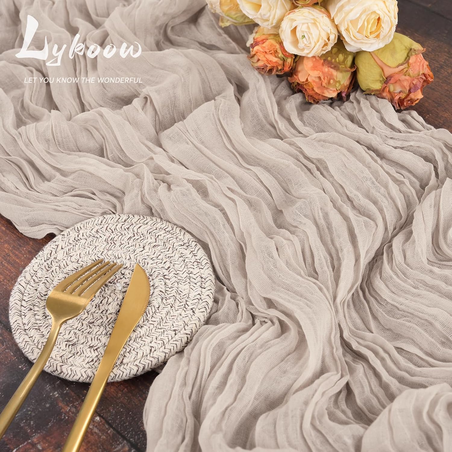 16 Packs Cheesecloth Table Runner Grey, 10Ft x 35"" Grey Rustic Gauze Boho Wedding Table Runner Decoration, Wedding Table Decor Table Cloth for Wedding Party Bridal Shower Table
