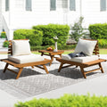 Idzo Heavy Duty 400lbs Capacity Patio Bistro Set 3 Piece Outdoor, Folding Chairs w/Cushion, Square Table, FSC-Certified Acacia Wood, Space-Saving Design for Balcony, Garden and Porch - Upgrade