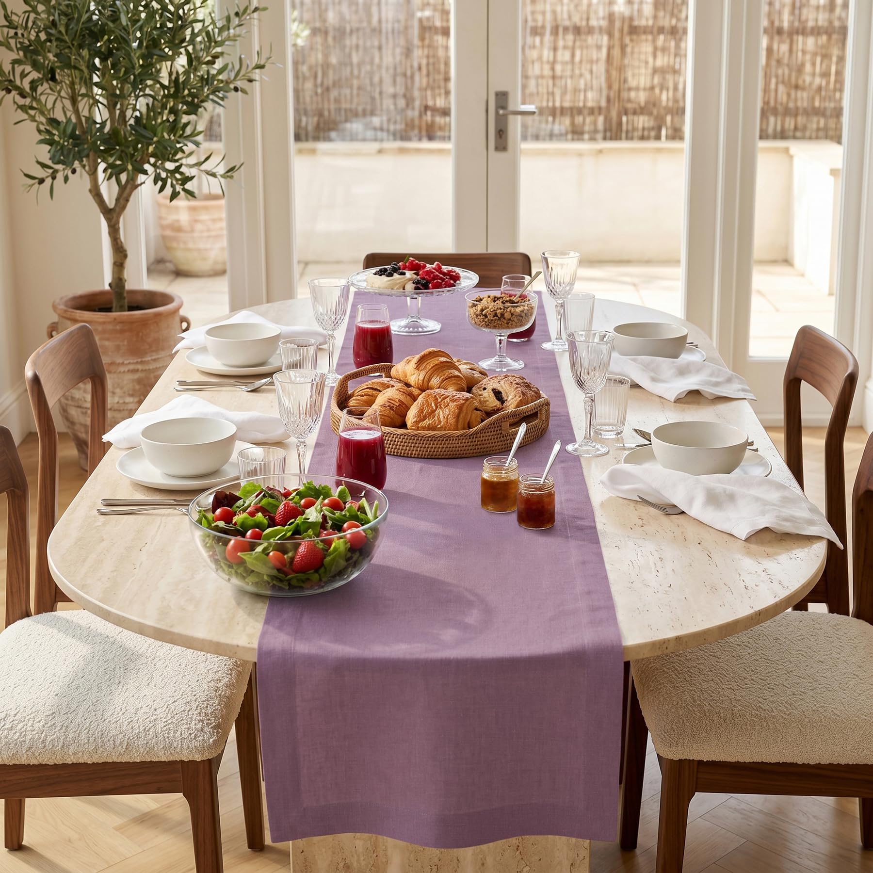 Solino Home Linen Natural Table Runner 72 Inches Long - 100% Pure Linen Dining Table Runner 14 x 72 Inch for Summer - Fete