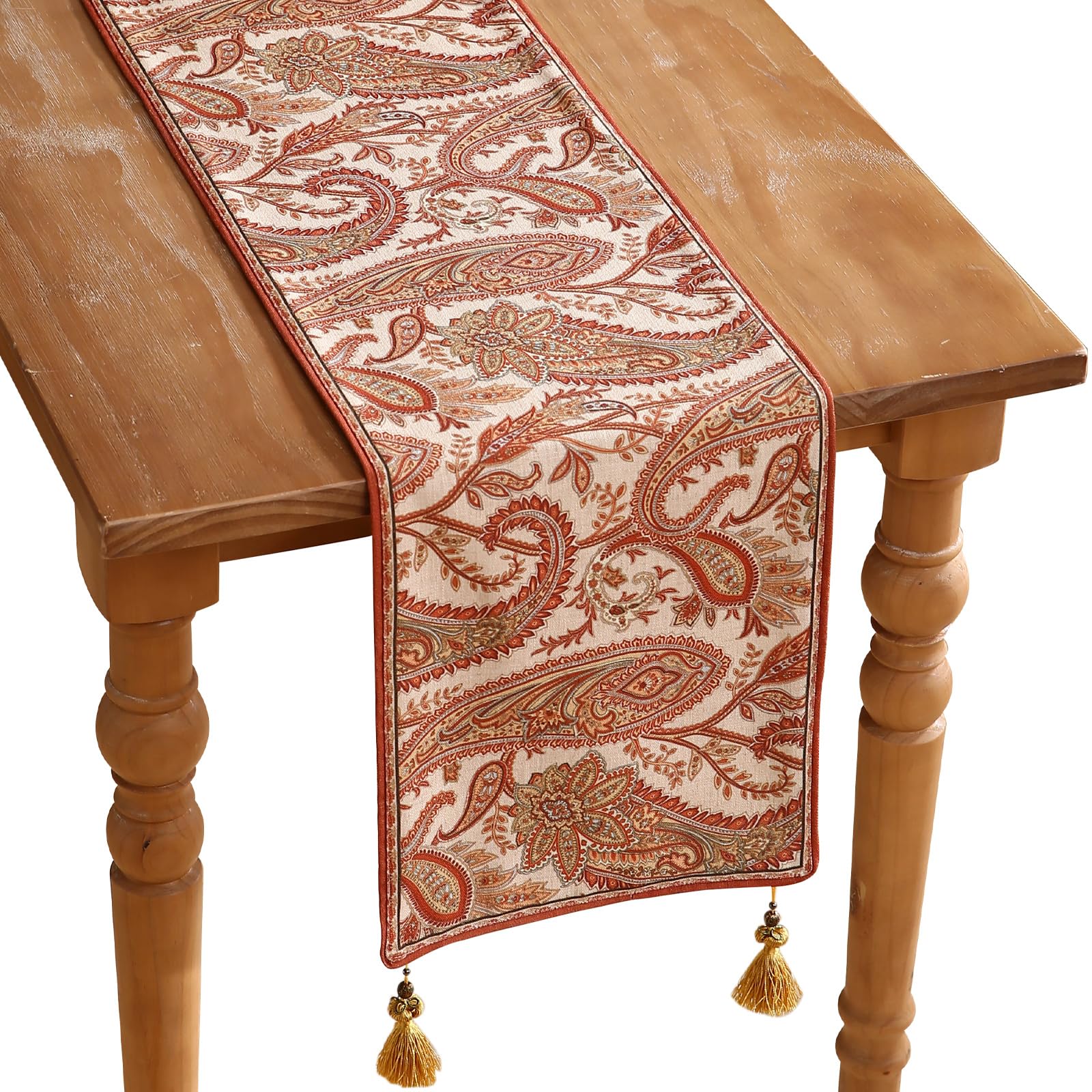 ISAENNE Designer French Country Linen Table Runner 71 Inches Long,Elegant Colorful Floral Pattern Table Runners for Dining Tables,Thanksgiving,Christmas,Kitchen Decor,12"*71"-Serenity F