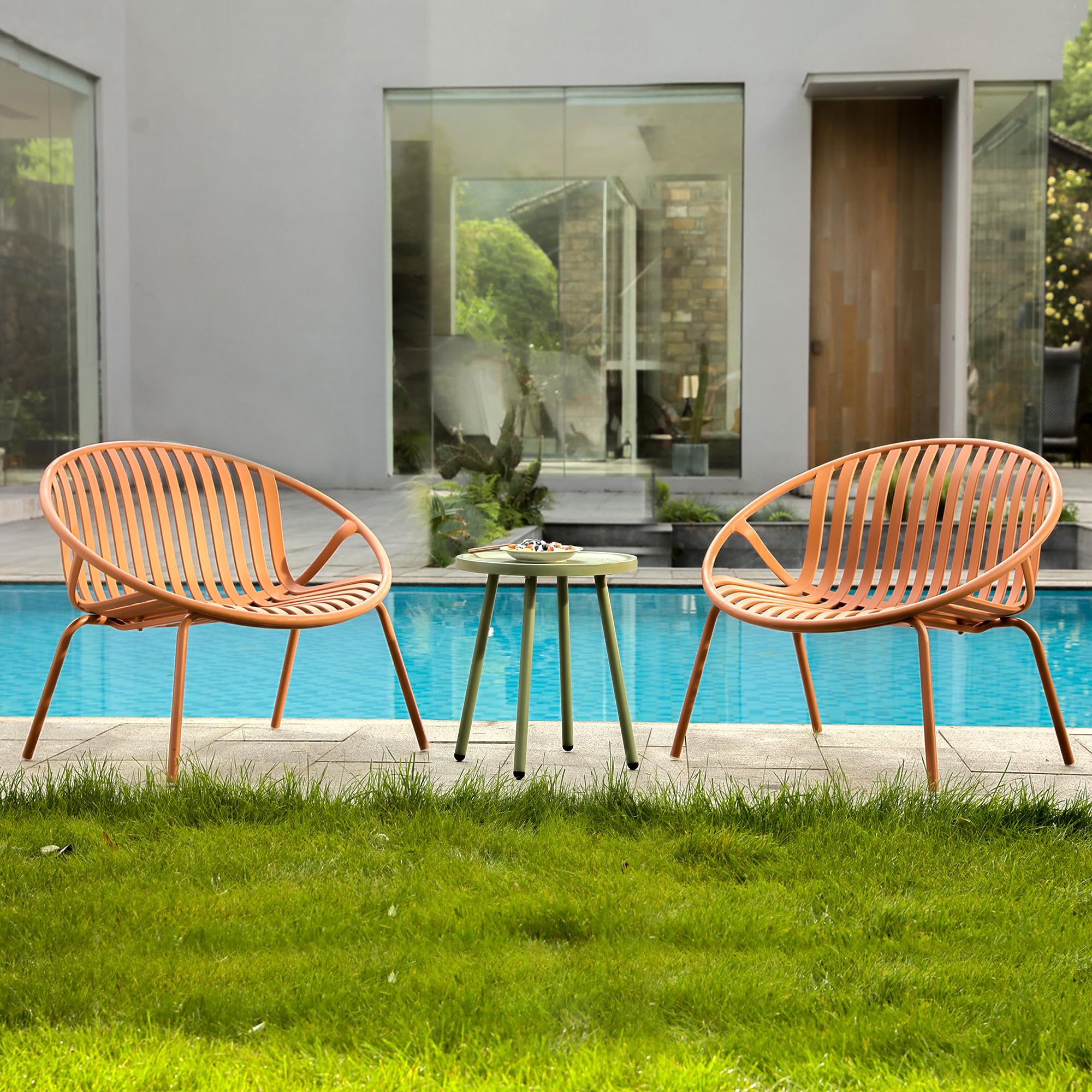 Werph 3-Piece Patio Furniture Set, Bistro Table and Paito Chairs Set of 2 | Outdoor Patio Set with Porch Chairs and Table,Deck Furniture Conversation Set for Garden Poolside