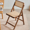 Bamboo Folding Dining Chairs, Woven Rattan Accent Seats with Back Support, Space-Saving Kitchen Chairs for Apartment, Patio, or Modern Farmhouse Decor,1 Pack