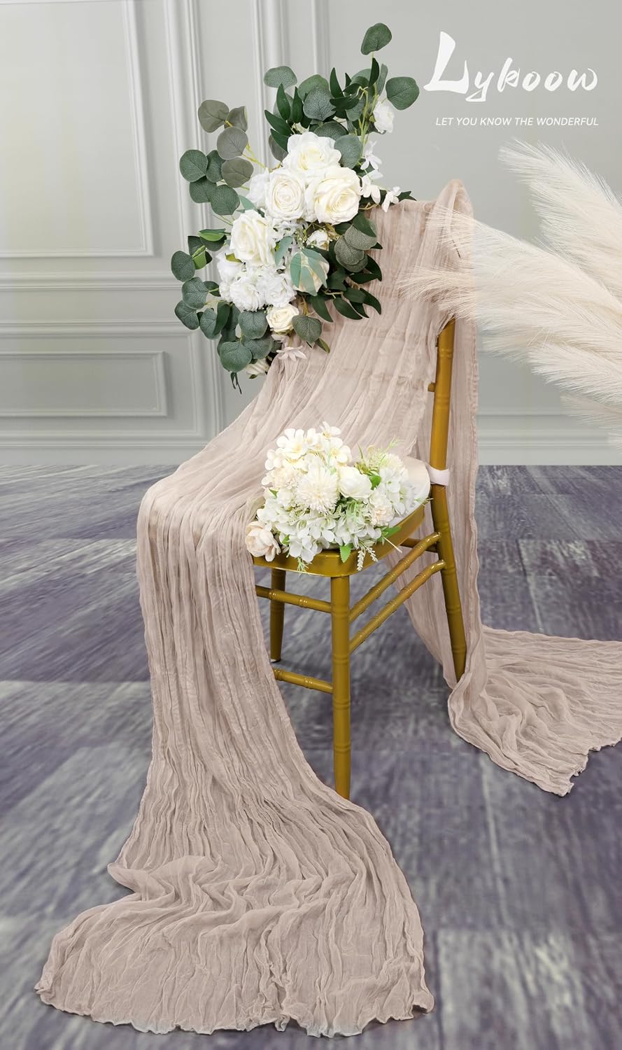 16 Packs Cheesecloth Table Runner Grey, 10Ft x 35"" Grey Rustic Gauze Boho Wedding Table Runner Decoration, Wedding Table Decor Table Cloth for Wedding Party Bridal Shower Table